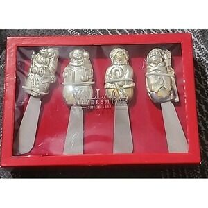 Wallace Silversmiths Christmas Holiday Snowmen Cheese Spreader Set (4)